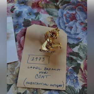 Vintage MCM Gold Angel Lapel Brooch
